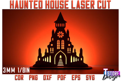 Halloween Haunted House Laser Cut | Halloween Design | Shadow Scene | CNC File SVG The T Store Design 