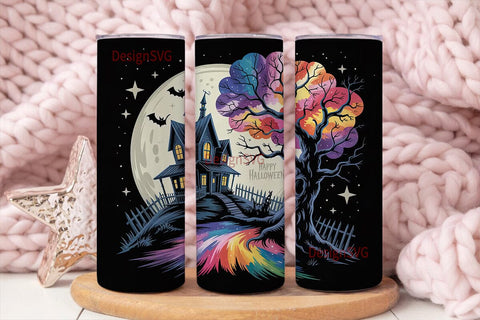 Halloween Haunted House Tumbler Wrap Sublimation DesignSVG 