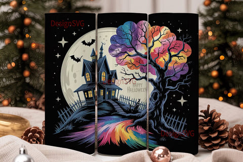 Halloween Haunted House Tumbler Wrap Sublimation DesignSVG 