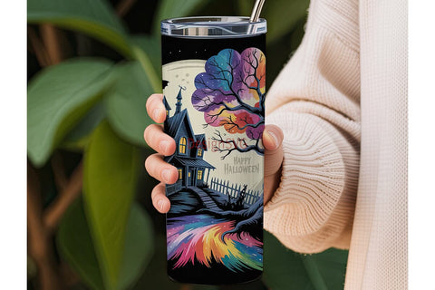 Halloween Haunted House Tumbler Wrap Sublimation DesignSVG 