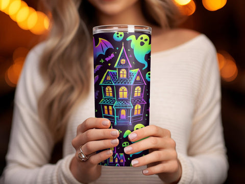 Halloween Haunted House Tumbler wrap Sublimation PNG Sublimation Luvleigh Digitals 