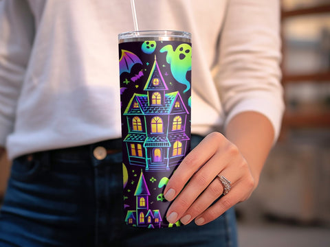 Halloween Haunted House Tumbler wrap Sublimation PNG Sublimation Luvleigh Digitals 