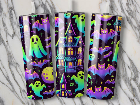 Halloween Haunted House Tumbler wrap Sublimation PNG Sublimation Luvleigh Digitals 