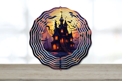 Halloween Haunted House Wind Spinner Sublimation Designs Sublimation Regulrcrative 
