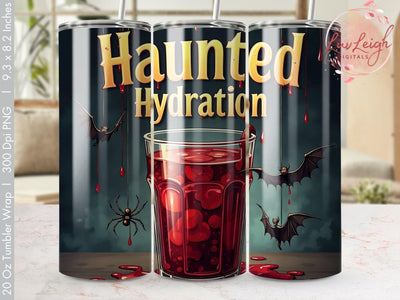 Halloween Haunted Hydration Tumbler wrap PNG Sublimation Luvleigh Digitals 
