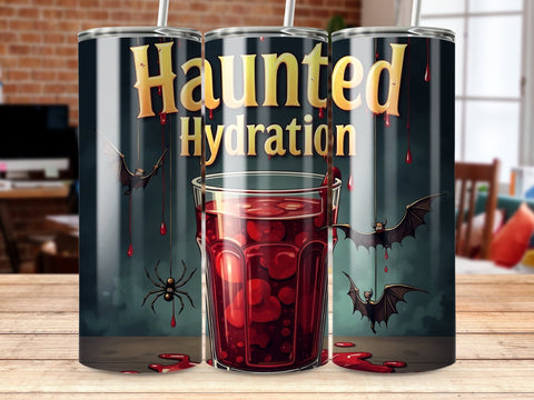 Halloween Haunted Hydration Tumbler wrap PNG Sublimation Luvleigh Digitals 