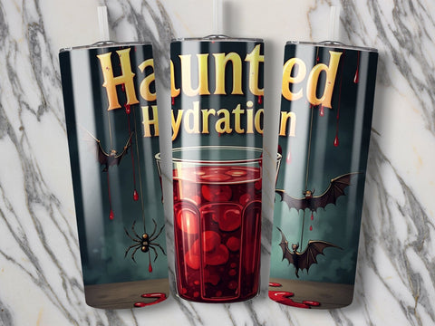 Halloween Haunted Hydration Tumbler wrap PNG Sublimation Luvleigh Digitals 