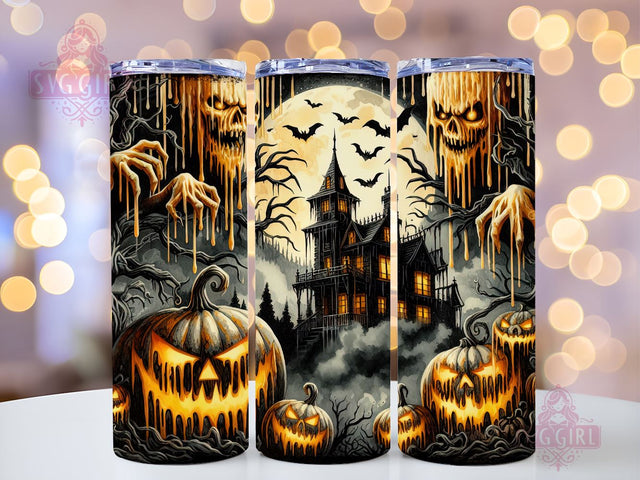 Halloween Haunted Mansion 20oz Tumbler Wrap Sublimation Design, Straight Tapered Tumbler Wrap, Spooky Pumpkins Tumbler Png, Instant Digital Download Sublimation SvggirlplusArt 