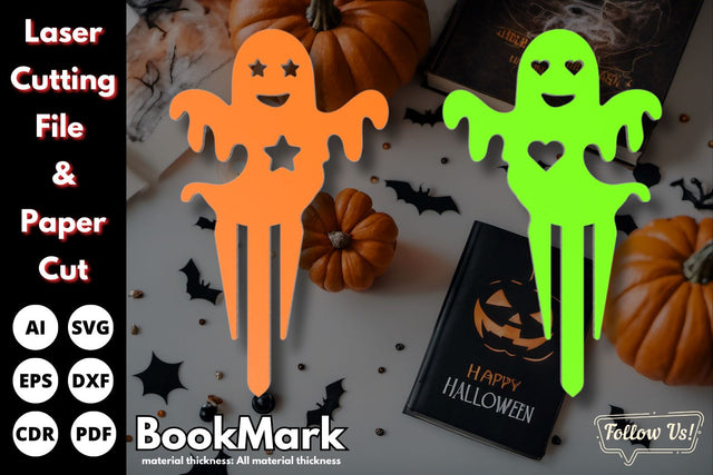 Halloween heart & star Ghost bookmark | laser cut file | svg paper cut | cricut | glowforge file SVG tofigh4lang 