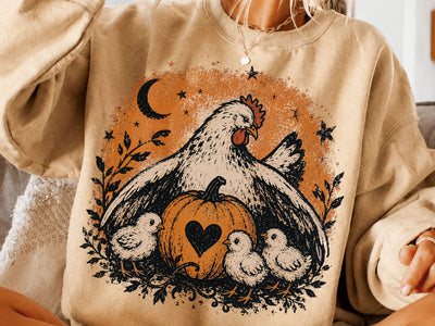 Halloween Hen & Chicks Pumpkin PNG SVG DesignDestine 