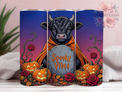 Halloween Highland Calf 20oz Tumbler, Highland Calf, Halloween Cow, Spooky Cute, Rustic Farmhouse, Whimsical Style, 20oz Wrap, Sublimation Tumbler Sublimation Li Zamperini 