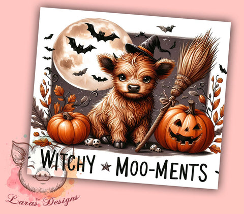 Halloween Highland Cow 20 oz Skinny Tumbler Sublimation Design, Straight & Tapered Tumbler Png, Baby Highland Cow Tumbler Png, Digital Download PNG Sublimation Lara' s Designs 