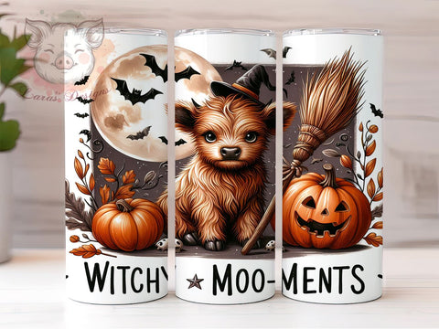 Halloween Highland Cow 20 oz Skinny Tumbler Sublimation Design, Straight & Tapered Tumbler Png, Baby Highland Cow Tumbler Png, Digital Download PNG Sublimation Lara' s Designs 