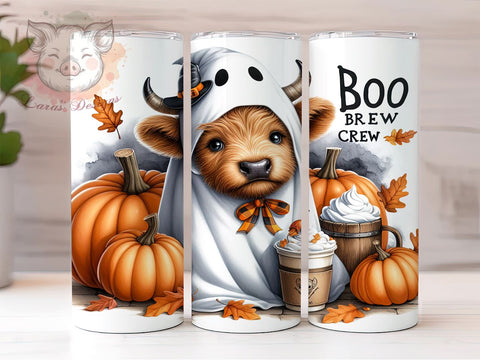 Halloween Highland Cow 20 oz Skinny Tumbler Sublimation Design, Straight & Tapered Tumbler Png, Highland Cow Tumbler Png, Digital Download PNG Sublimation Lara' s Designs 