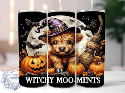 Halloween Highland Cow 20oz Skinny Tumbler PNG, Highland Cow Tumbler Sublimation Wrap, Straight & Tapered Tumbler Wrap, Instant Digital Download Sublimation ToriDesigns 