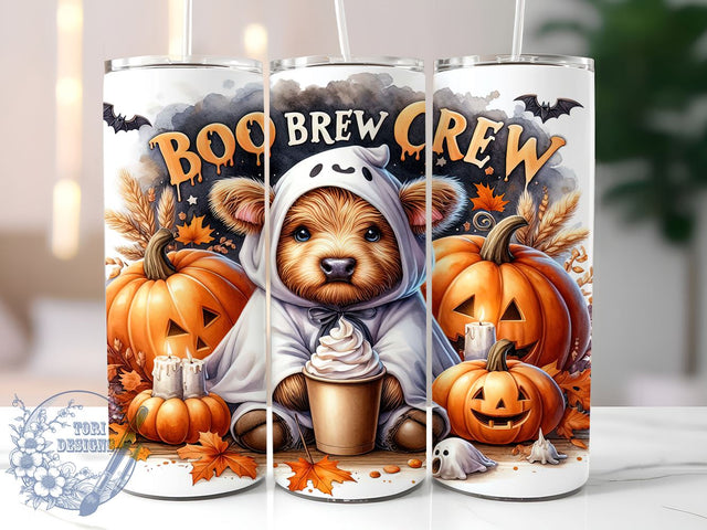 Halloween Highland Cow 20oz Skinny Tumbler PNG, Highland Cow Tumbler Sublimation Wrap, Straight & Tapered Tumbler Wrap, Instant Digital Download Sublimation ToriDesigns 