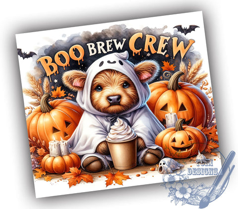 Halloween Highland Cow 20oz Skinny Tumbler PNG, Highland Cow Tumbler Sublimation Wrap, Straight & Tapered Tumbler Wrap, Instant Digital Download Sublimation ToriDesigns 