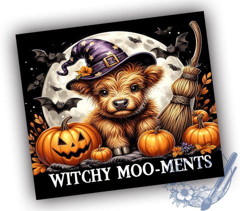 Halloween Highland Cow 20oz Skinny Tumbler PNG, Highland Cow Tumbler Sublimation Wrap, Straight & Tapered Tumbler Wrap, Instant Digital Download Sublimation ToriDesigns 