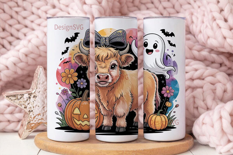 Halloween Highland Cow 20oz Tumbler Sublimation DesignSVG 