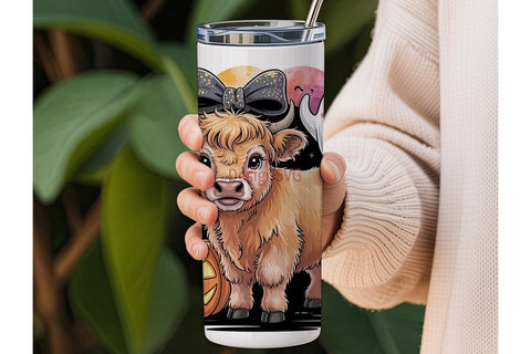 Halloween Highland Cow 20oz Tumbler Sublimation DesignSVG 