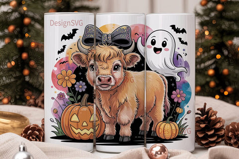 Halloween Highland Cow 20oz Tumbler Sublimation DesignSVG 
