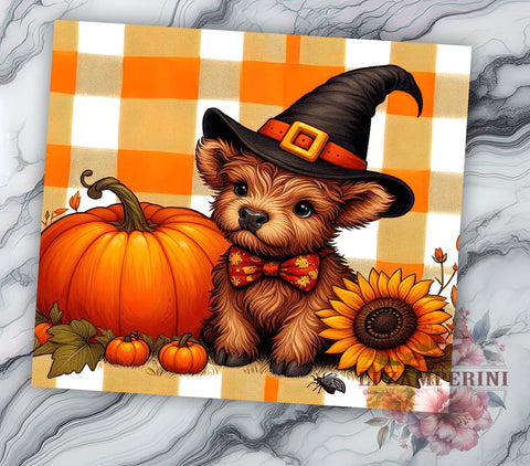 Halloween Highland Cow 20oz Tumbler Wrap PNG, Highland Cow Tumbler Png, Straight & Tapered Tumbler Wrap, Instant Digital Download Sublimation Li Zamperini 