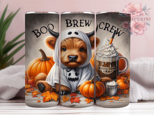Halloween Highland Cow 20oz Tumbler Wrap PNG, Highland Cow Tumbler PNG Sublimation Design, Straight & Tapered Tumbler Wrap, Instant Digital Download Sublimation Li Zamperini 