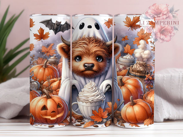 Halloween Highland Cow 20oz Tumbler Wrap PNG, Highland Cow Tumbler PNG Sublimation Design, Straight & Tapered Tumbler Wrap, Instant Digital Download Sublimation Li Zamperini 