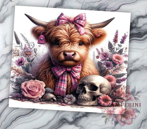 Halloween Highland Cow 20oz Tumbler Wrap PNG, Spooky Halloween Tumbler PNG Sublimation Design, Straight & Tapered Tumbler Wrap, Instant Digital Download Sublimation Li Zamperini 