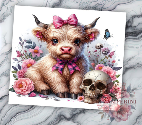 Halloween Highland Cow 20oz Tumbler Wrap PNG, Spooky Halloween Tumbler PNG Sublimation Design, Straight & Tapered Tumbler Wrap, Instant Digital Download Sublimation Li Zamperini 