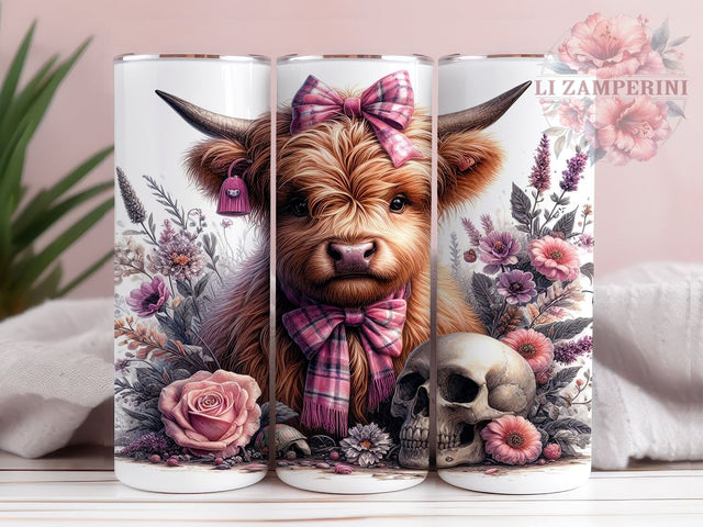 Halloween Highland Cow 20oz Tumbler Wrap PNG, Spooky Halloween Tumbler PNG Sublimation Design, Straight & Tapered Tumbler Wrap, Instant Digital Download Sublimation Li Zamperini 