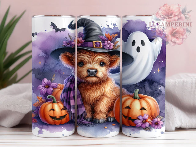 Halloween Highland Cow 20oz Tumbler Wrap PNG, Spooky Season Tumbler Png, Straight & Tapered Tumbler Wrap, Instant Digital Download Sublimation Li Zamperini 