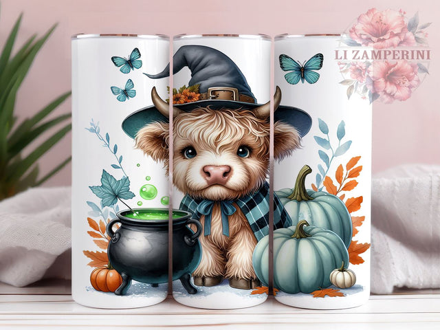 Halloween Highland Cow 20oz Tumbler Wrap PNG, Spooky Season Tumbler Png, Straight & Tapered Tumbler Wrap, Instant Digital Download Sublimation Li Zamperini 
