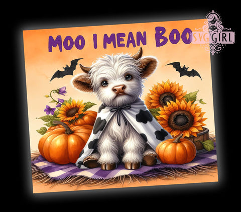 Halloween Highland Cow 20oz Tumbler Wrap Sublimation Design, Straight Tapered Tumbler Wrap, Cute Ghost Tumbler Png, Instant Digital Download Sublimation SvggirlplusArt 