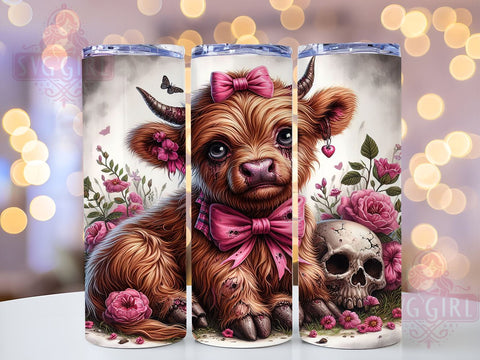 Halloween Highland Cow 20oz Tumbler Wrap Sublimation Design, Straight Tapered Tumbler Wrap, Cute Highland Cow Tumbler Png, Instant Digital Download Sublimation SvggirlplusArt 
