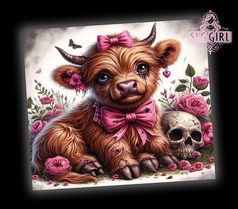 Halloween Highland Cow 20oz Tumbler Wrap Sublimation Design, Straight Tapered Tumbler Wrap, Cute Highland Cow Tumbler Png, Instant Digital Download Sublimation SvggirlplusArt 
