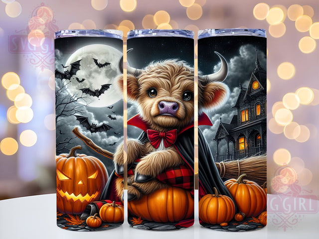 Halloween Highland Cow 20oz Tumbler Wrap Sublimation Design, Straight Tapered Tumbler Wrap, Cute Monster Tumbler Png, Instant Digital Download Sublimation SvggirlplusArt 