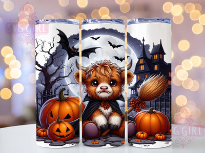 Halloween Highland Cow 20oz Tumbler Wrap Sublimation Design, Straight Tapered Tumbler Wrap, Cute Monster Tumbler Png, Instant Digital Download Sublimation SvggirlplusArt 