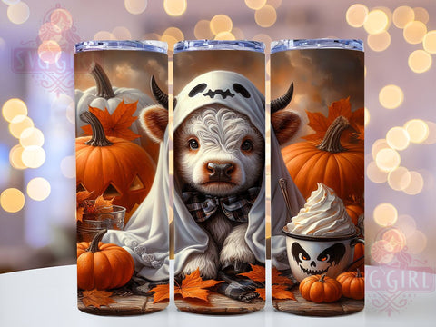 Halloween Highland Cow 20oz Tumbler Wrap Sublimation Design, Straight Tapered Tumbler Wrap, Funny Halloween Tumbler Png, Instant Digital Download Sublimation SvggirlplusArt 
