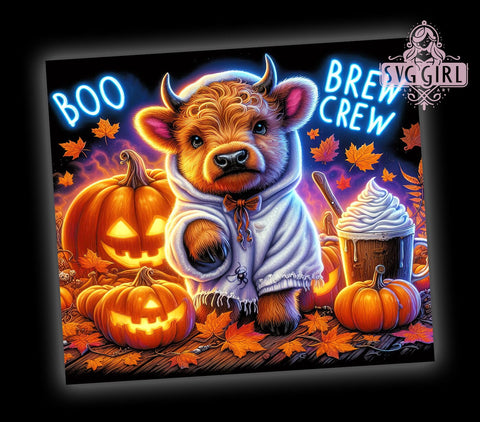 Halloween Highland Cow 20oz Tumbler Wrap Sublimation Design, Straight Tapered Tumbler Wrap, Funny Halloween Tumbler Png, Instant Digital Download Sublimation SvggirlplusArt 