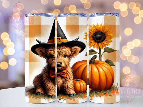 Halloween Highland Cow 20oz Tumbler Wrap Sublimation Design, Straight Tapered Tumbler Wrap, Highland Cow Tumbler Png, Instant Digital Download Sublimation SvggirlplusArt 