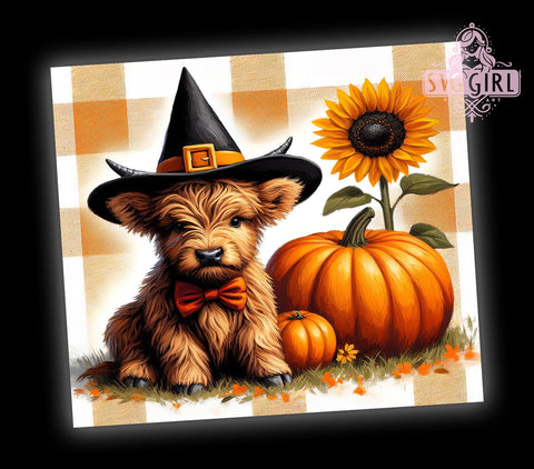 Halloween Highland Cow 20oz Tumbler Wrap Sublimation Design, Straight Tapered Tumbler Wrap, Highland Cow Tumbler Png, Instant Digital Download Sublimation SvggirlplusArt 