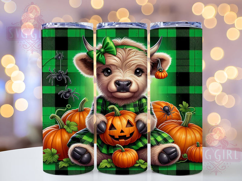 Halloween Highland Cow 20oz Tumbler Wrap Sublimation Design, Straight Tapered Tumbler Wrap, Highland Cow Tumbler Png, Instant Digital Download Sublimation SvggirlplusArt 
