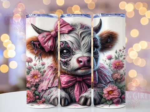 Halloween Highland Cow 20oz Tumbler Wrap Sublimation Design, Straight Tapered Tumbler Wrap, Spooky Season Tumbler Png, Instant Digital Download Sublimation SvggirlplusArt 