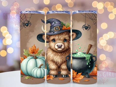 Halloween Highland Cow 20oz Tumbler Wrap Sublimation Design, Straight Tapered Tumbler Wrap, Spooky Season Tumbler Png, Instant Digital Download Sublimation SvggirlplusArt 
