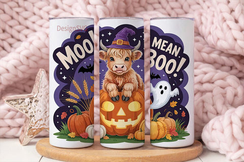Halloween Highland Cow 20oz Tumbler Wrap Sublimation DesignSVG 
