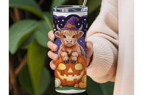 Halloween Highland Cow 20oz Tumbler Wrap Sublimation DesignSVG 