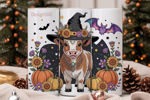Halloween Highland Cow 20oz Tumbler Wrap Sublimation DesignSVG 