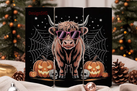 Halloween Highland Cow 20oz Tumbler Wrap Sublimation DesignSVG 