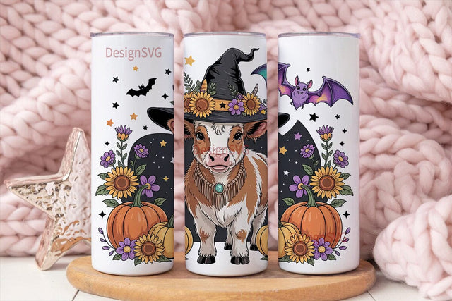 Halloween Highland Cow 20oz Tumbler Wrap Sublimation DesignSVG 